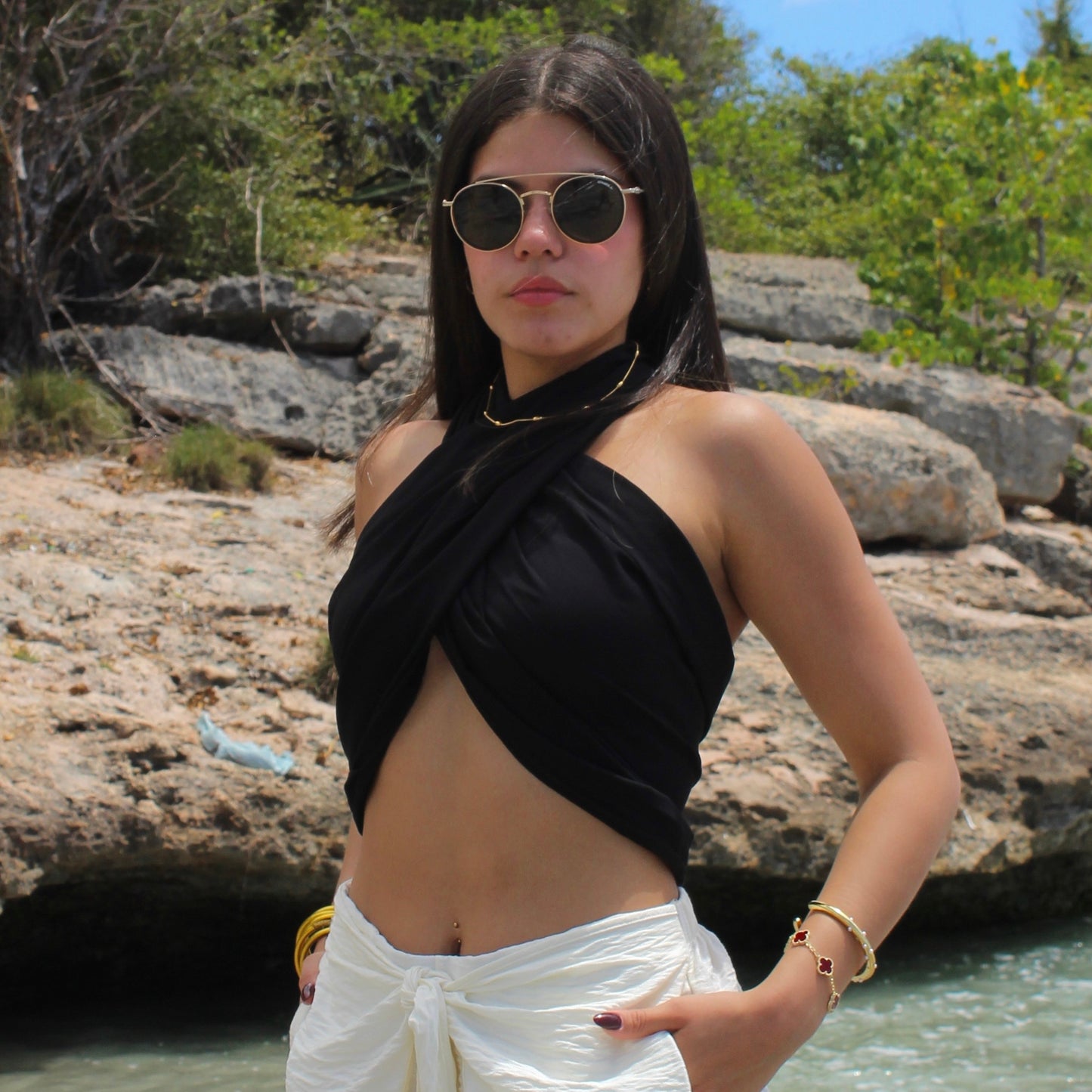 The Bijoux Scarf Top